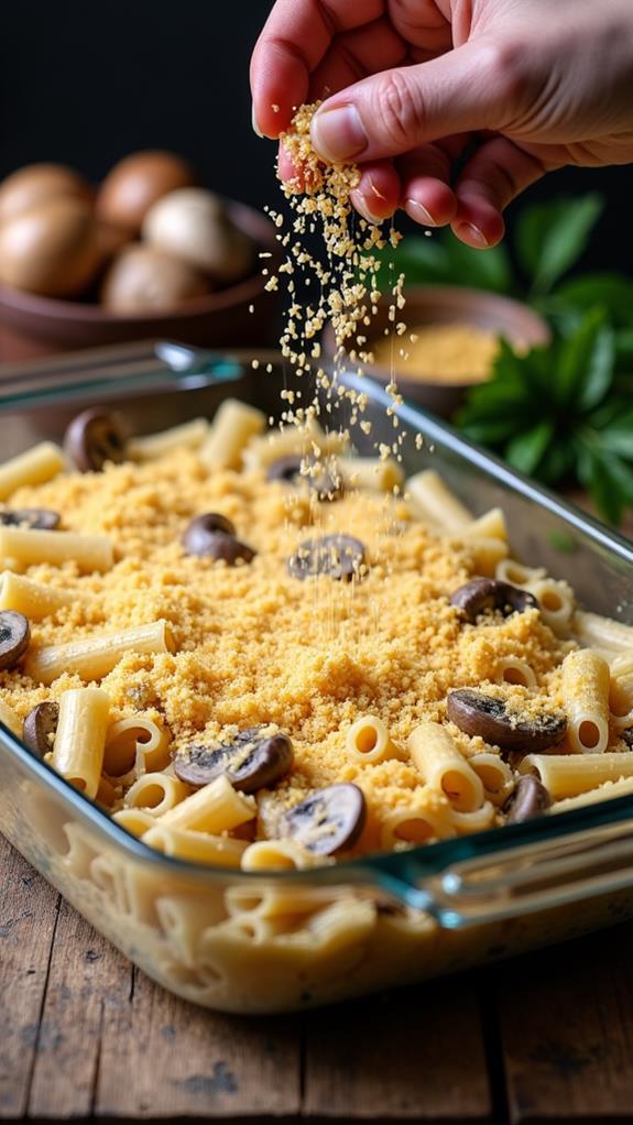 add cheese and breadcrumbs