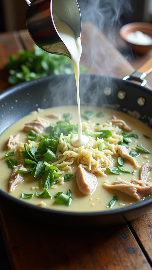 add cream then simmer