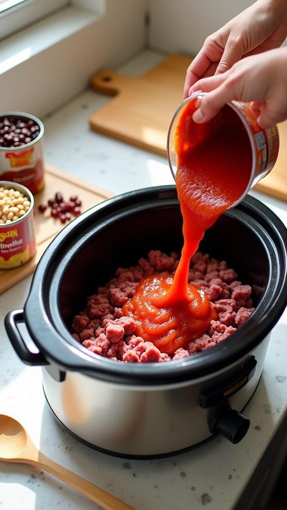 add ingredients to cooker