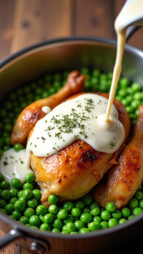 add peas and cream
