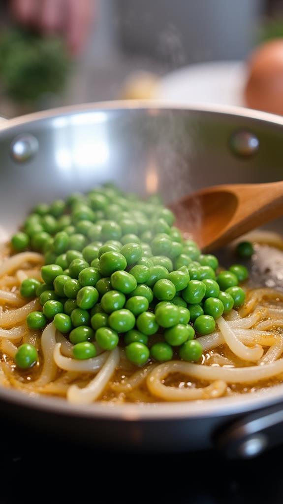 add peas heat through