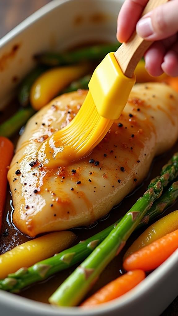 baste chicken and vegetables