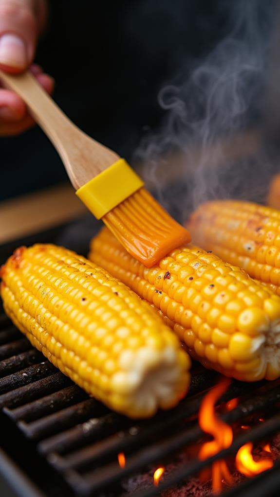 butter brushed corn steps