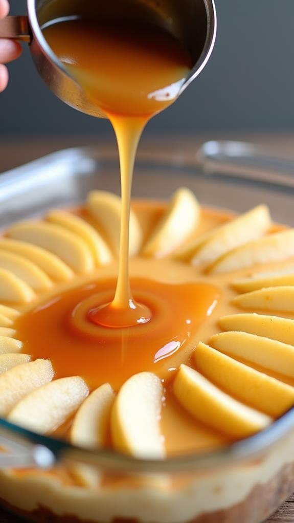 caramel drizzle on apples