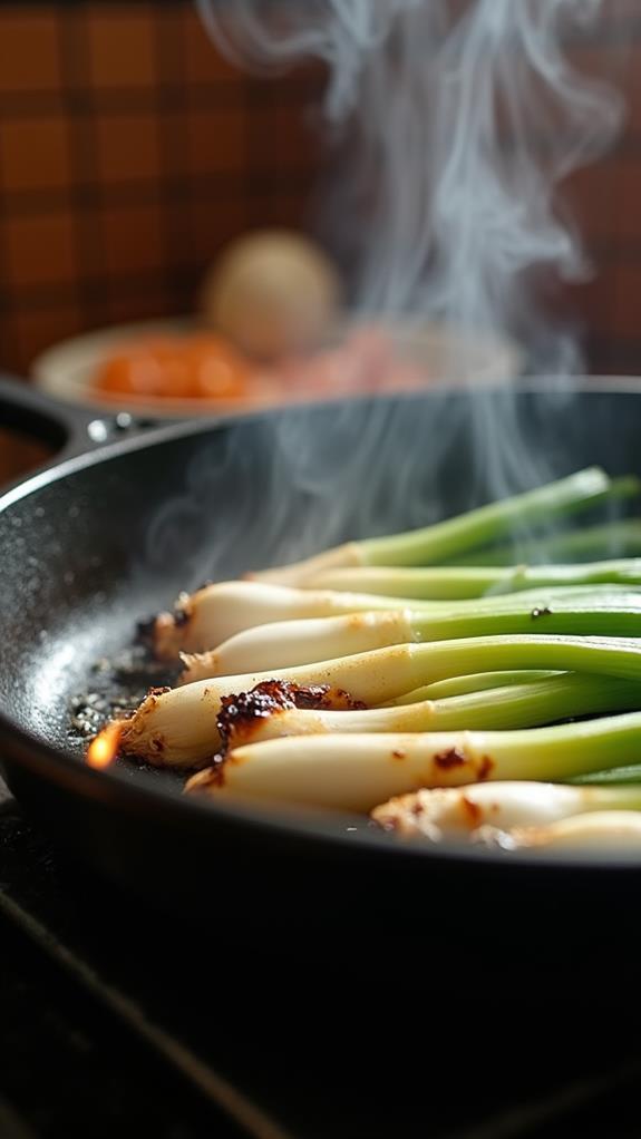 char spring onions technique