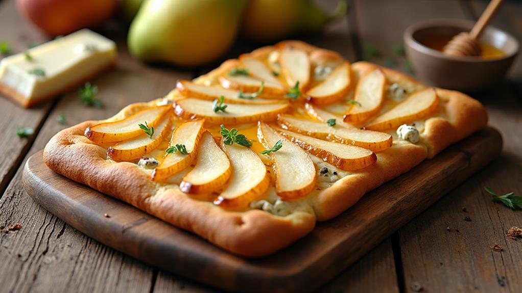 cheesy fruit topped flatbread