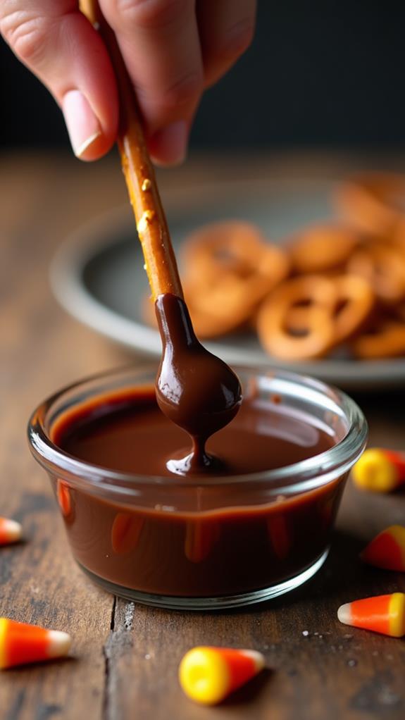 chocolate dipped pretzel preparation
