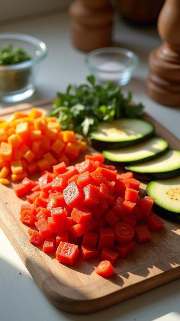chop and season vegetables