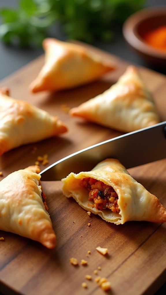 chop samosas into pieces