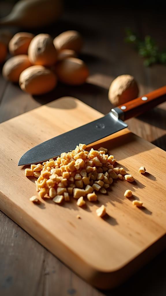 chop walnuts for recipe