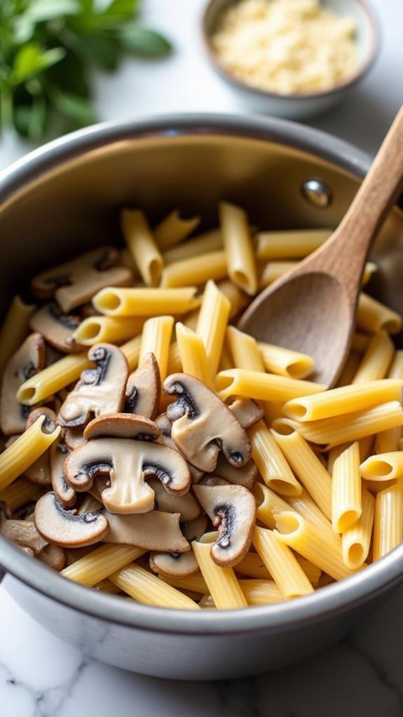 combine pasta with ingredients