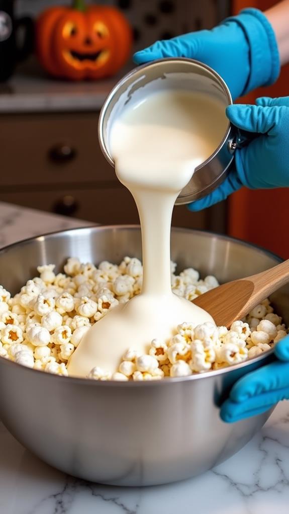 combine popcorn with marshmallows