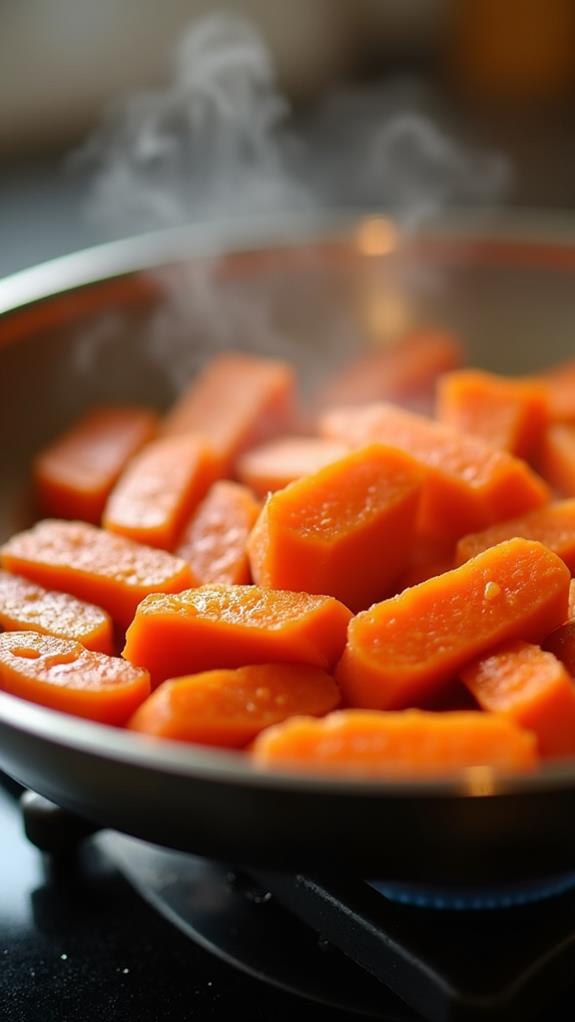 cook carrots for five minutes