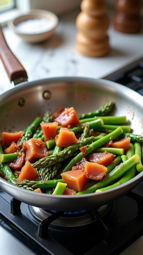 cook pancetta with asparagus