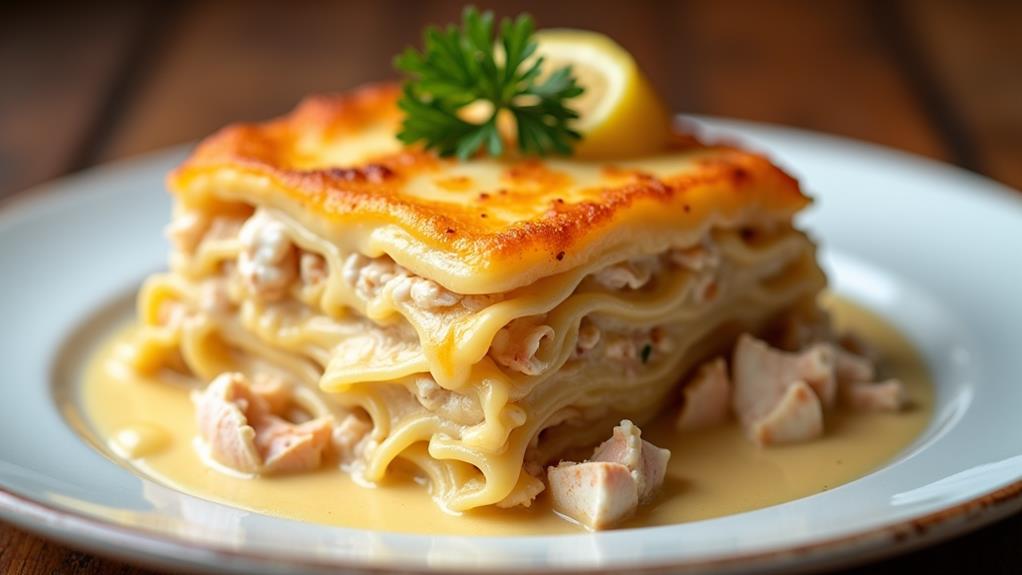 crab lasagne with crabmeat