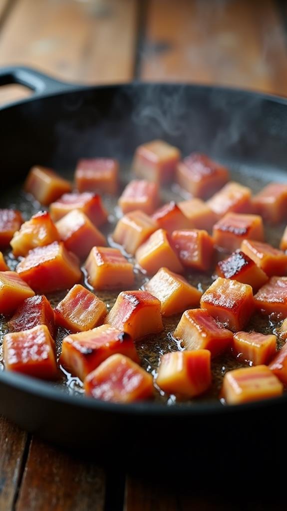 crispy lardons cooking step