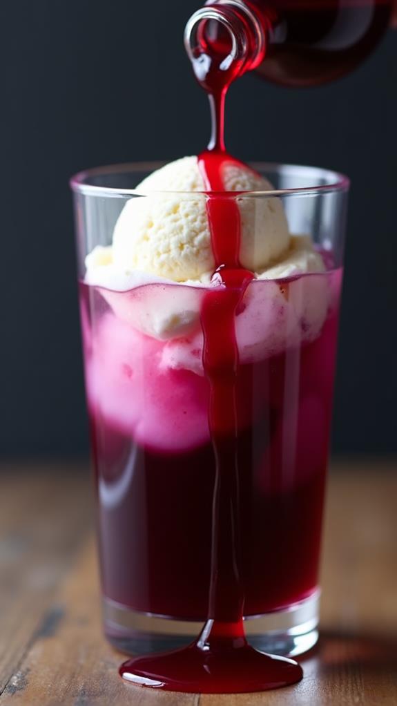 drizzle grenadine on ice cream