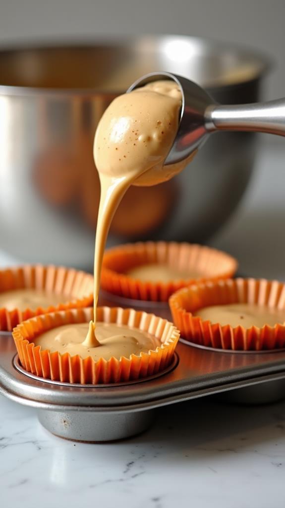 fill cupcake liners batter