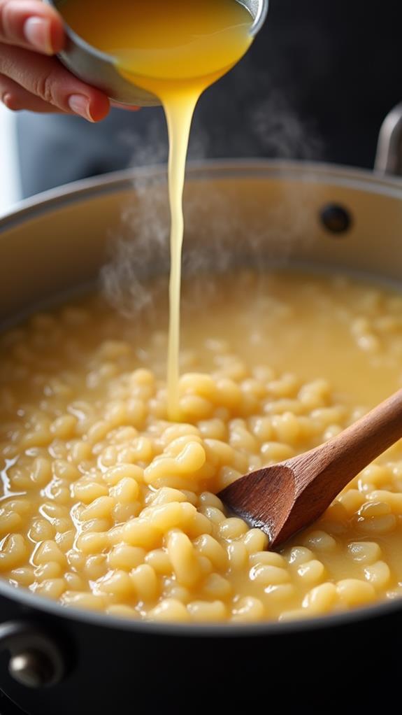 gradual broth addition stir