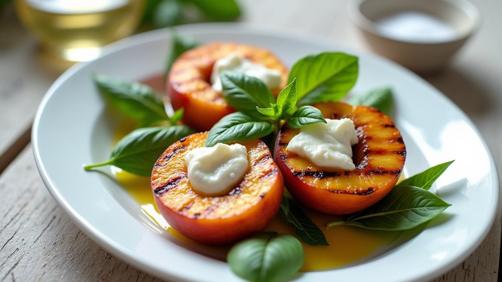 grilled peach burrata salad