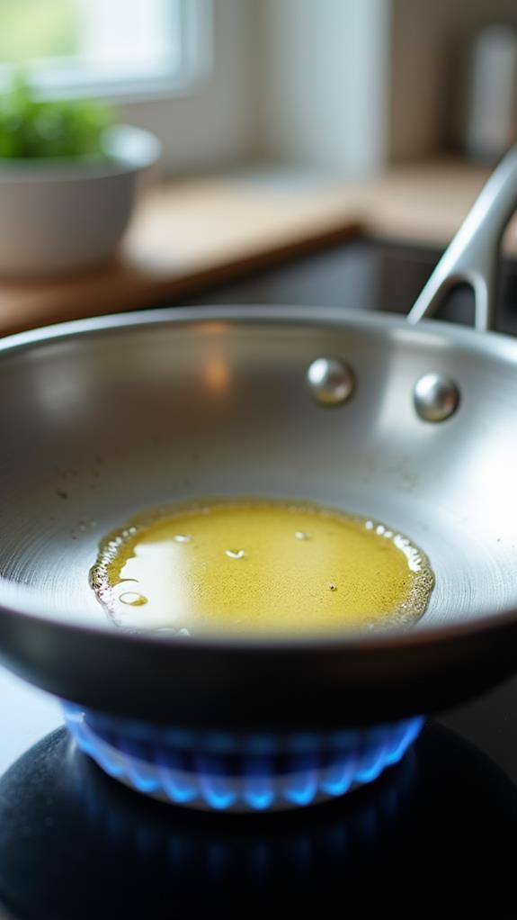 heat oil skillet preparation