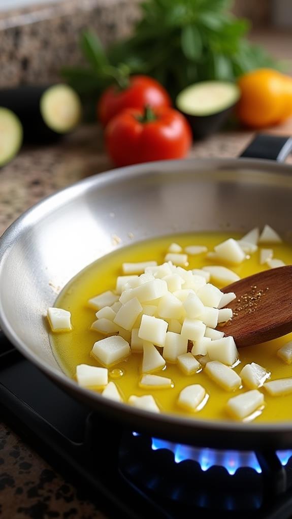heat oil soften onions