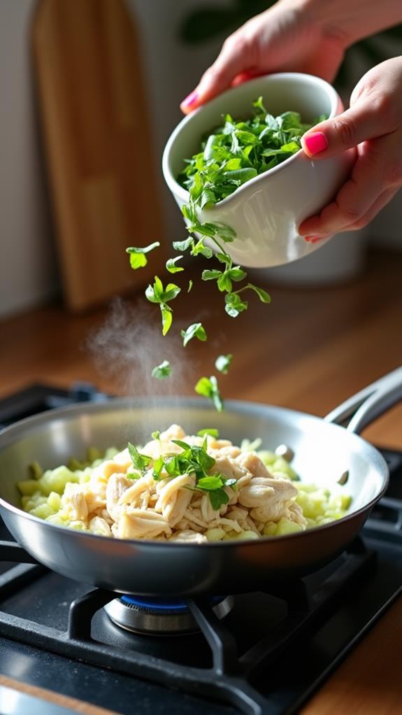 incorporate chicken and garlic