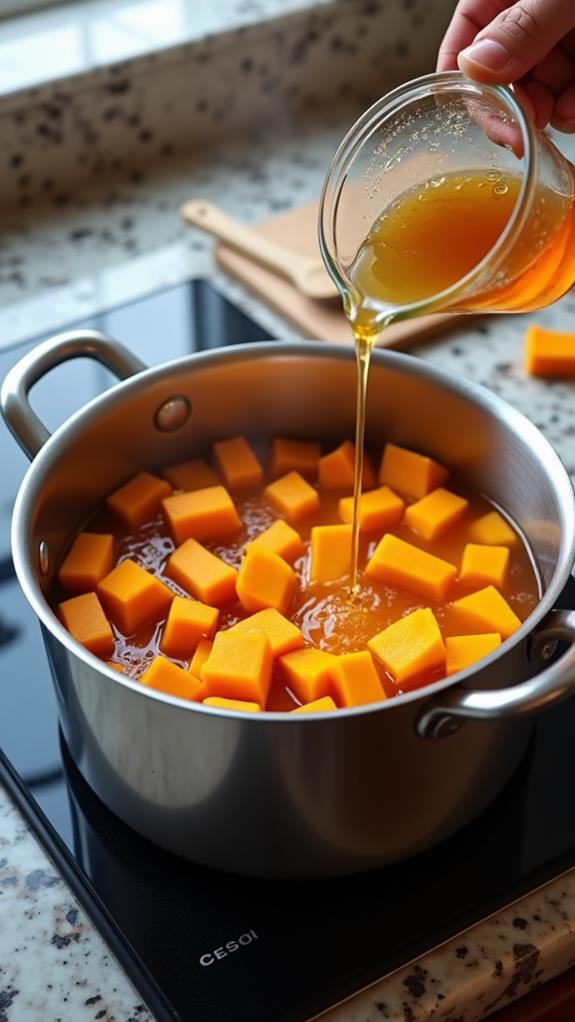 incorporate squash and broth