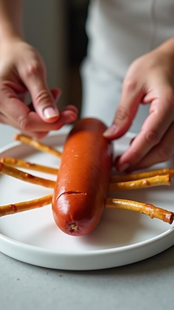 insert legs with pretzel