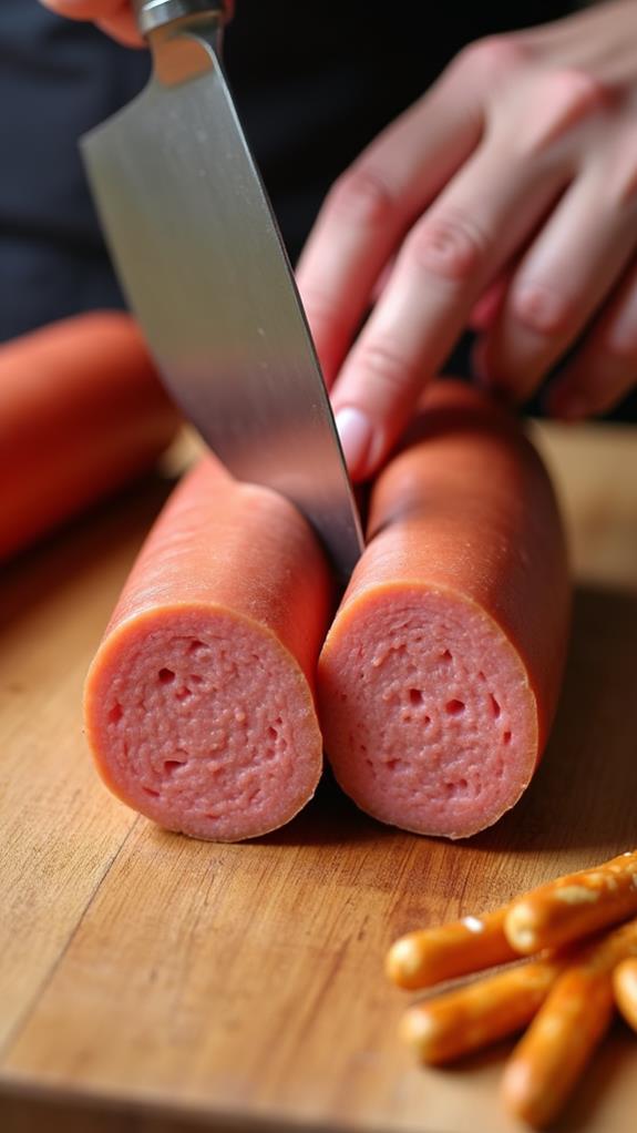 lengthwise hot dog slicing