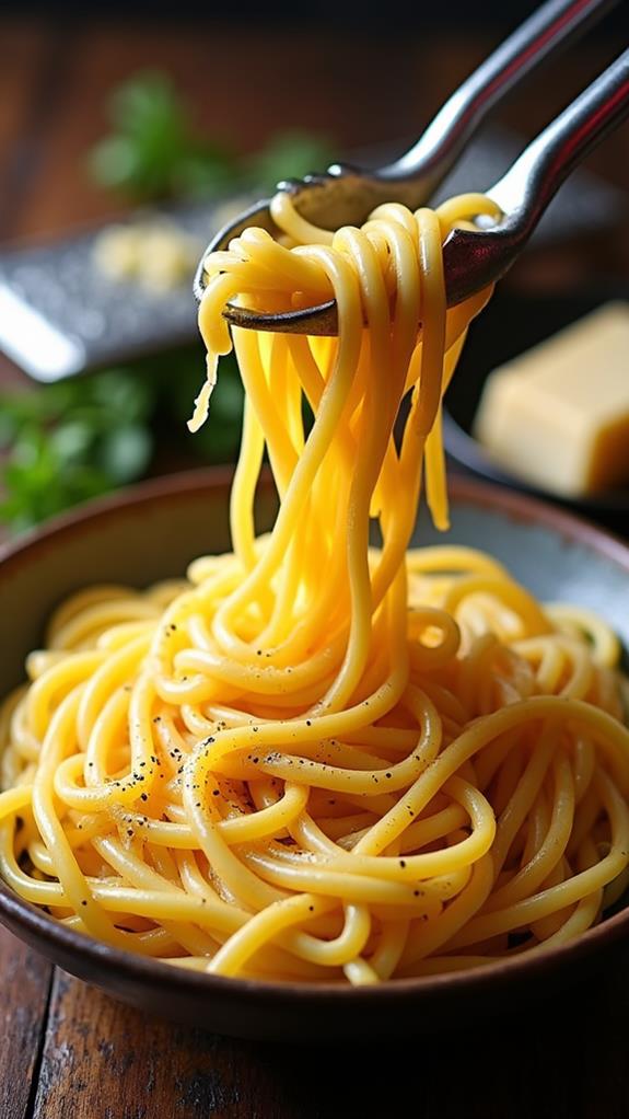 mix pasta and eggs