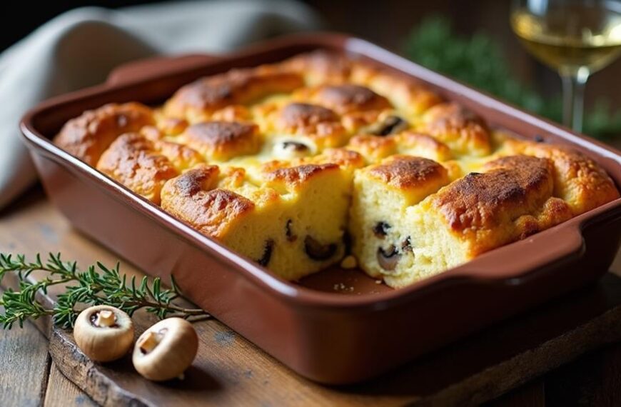 mushroom cheese bread pudding