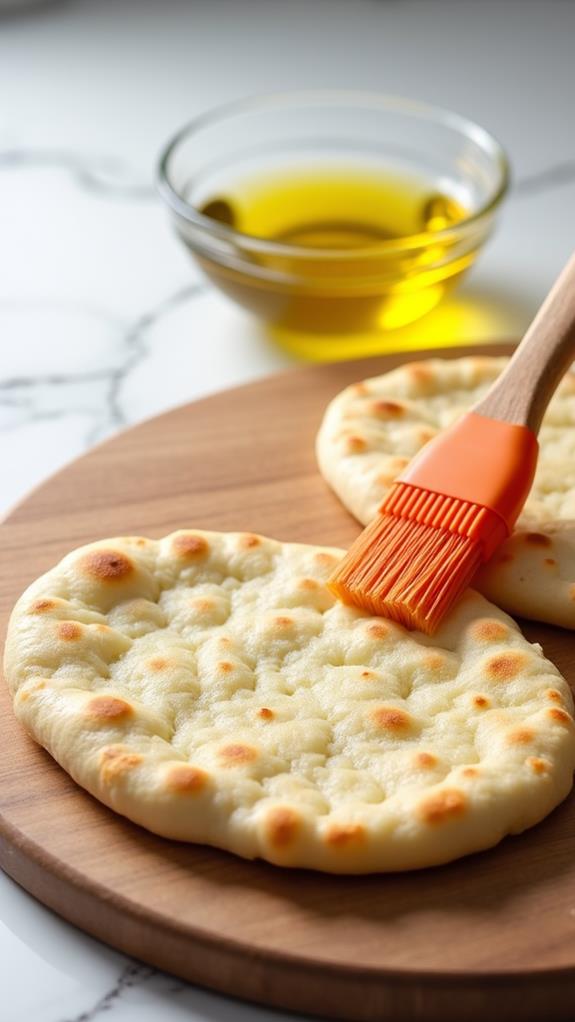 oil brushed flatbread preparation