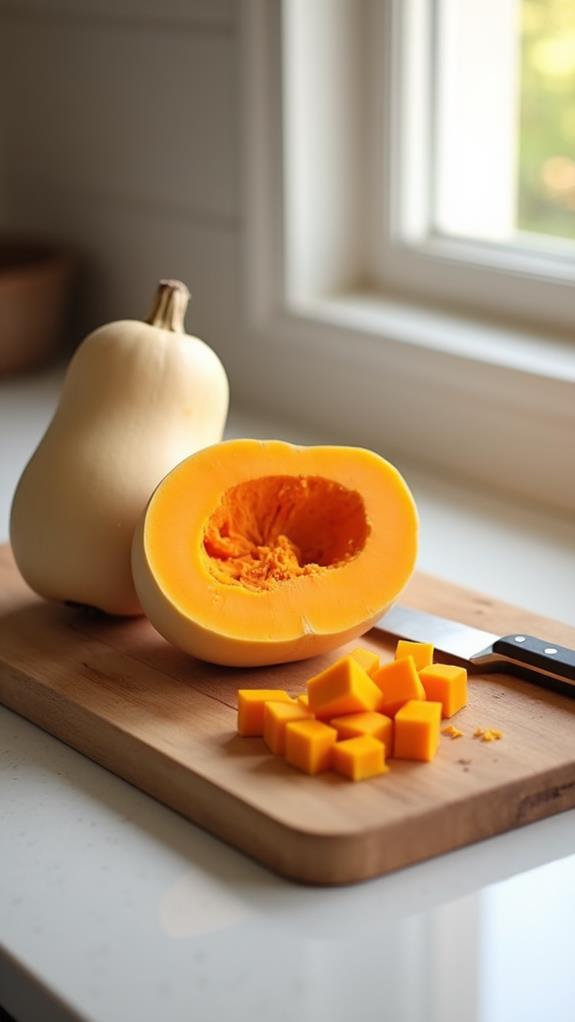 peel and cube squash