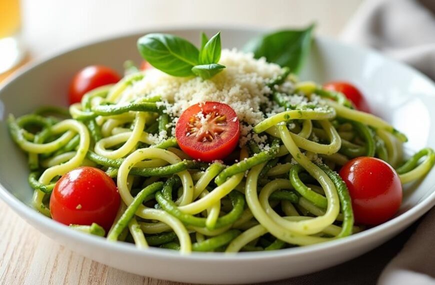 pesto zucchini noodles dish