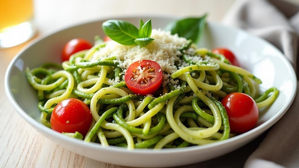 pesto zucchini noodles dish