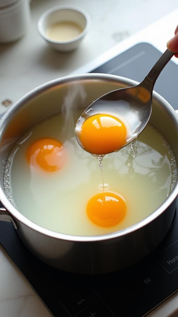 poach eggs in water
