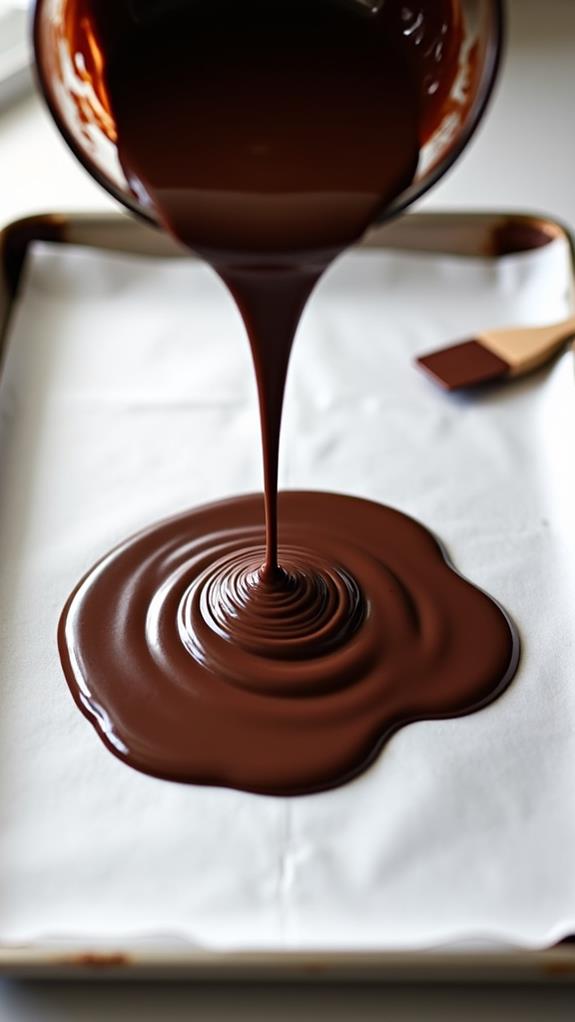 pour chocolate on parchment
