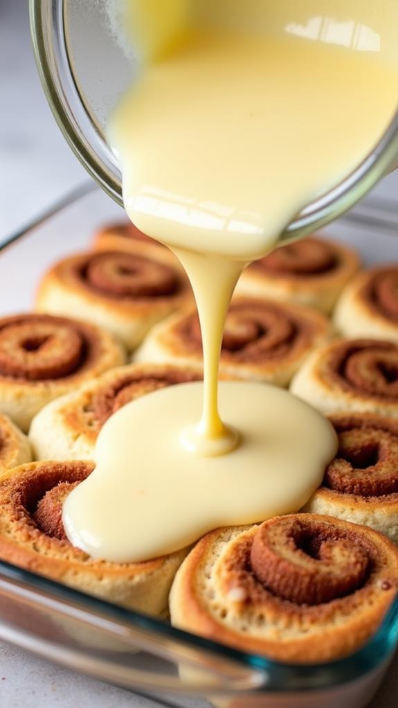 pour mixture over rolls