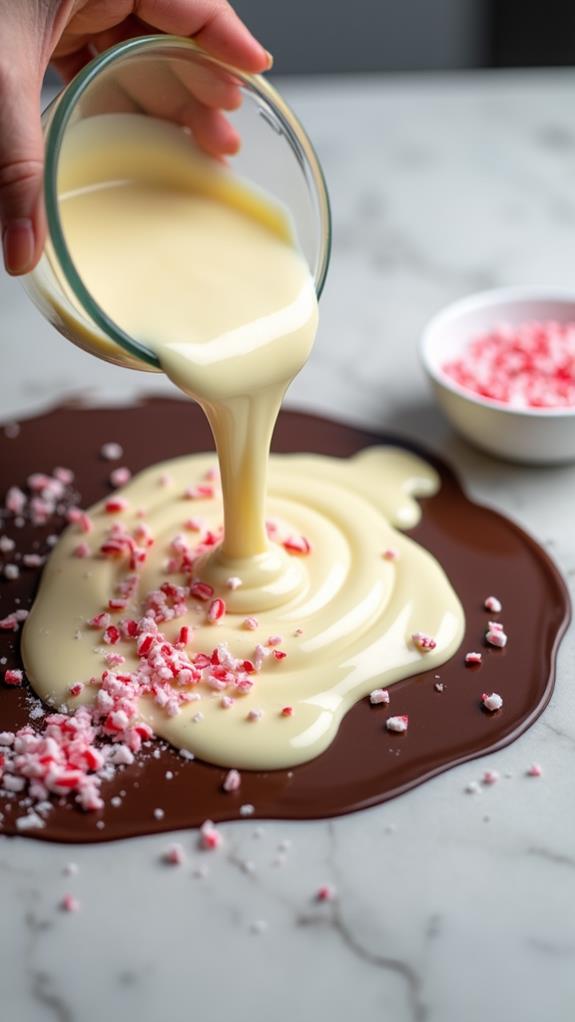 pour toppings sprinkle evenly