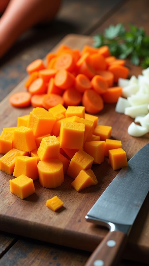 prepare and dice veggies