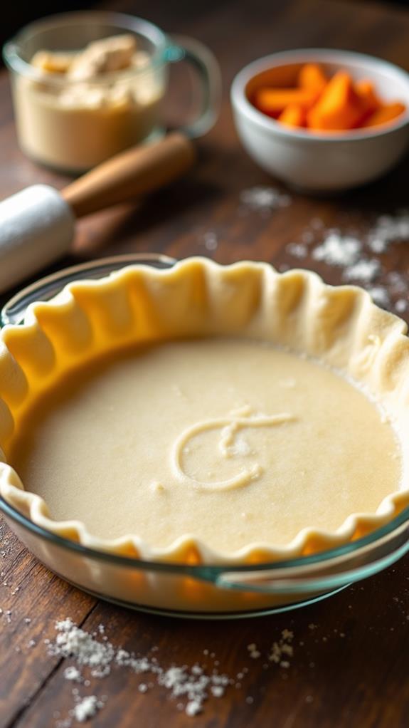 prepare pie dish carefully