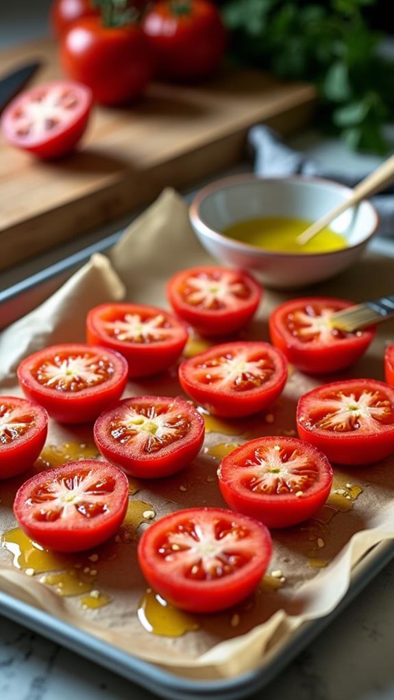 prepare tomatoes for roasting