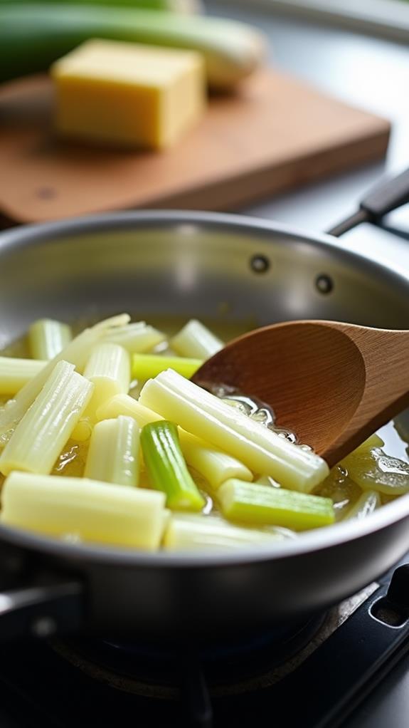 saut leeks with butter