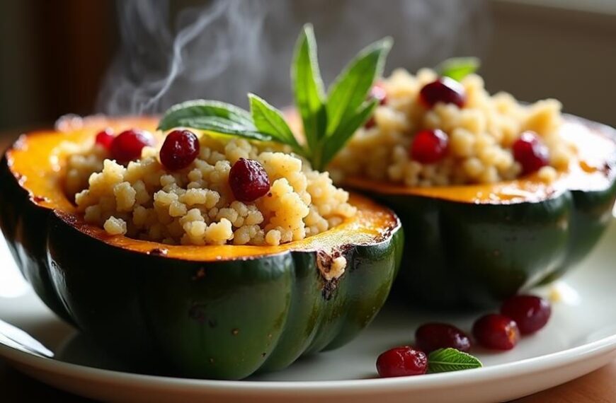 savory quinoa stuffed acorn squash