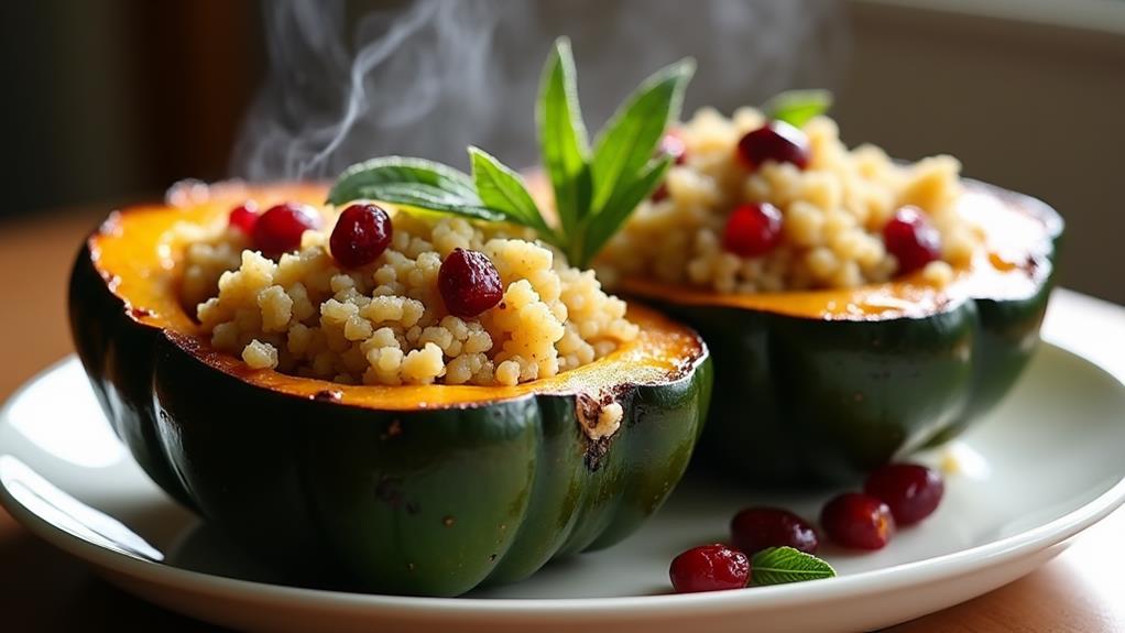 savory quinoa stuffed acorn squash
