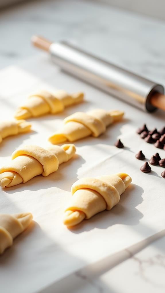 shape dough into triangles