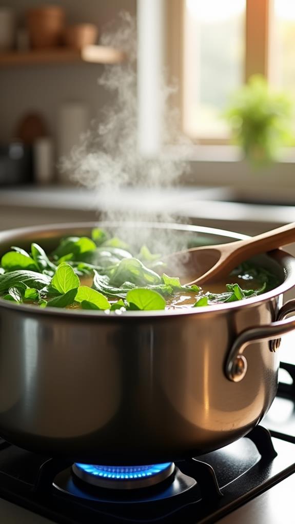 simmer watercress in broth