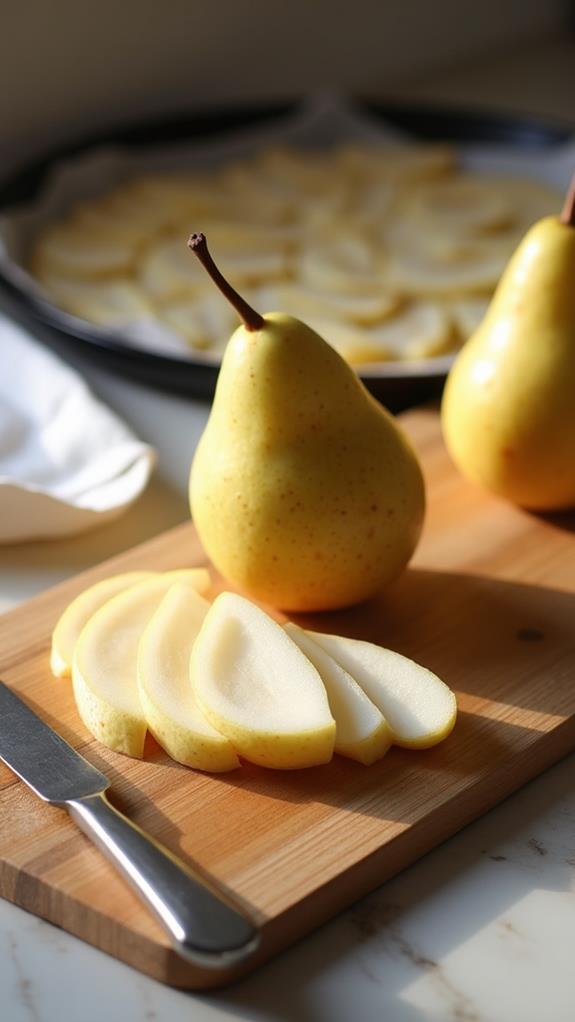 slice and arrange pears