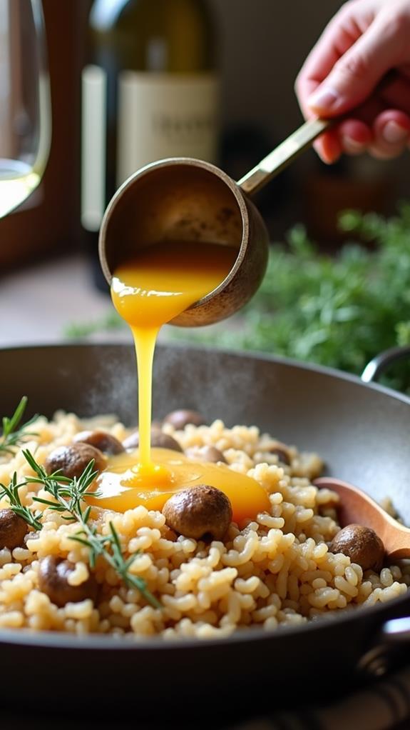 slowly incorporate vegetable broth